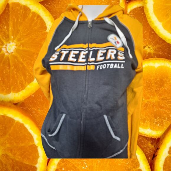 NFL Men's Pittsburgh‎ Steelers Football Raglan Sleeve Full Zipper Hoodie Size M - Picture 8 of 8